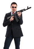 bodyguard with automatic rifle