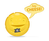 Vector illustration of funny cheese with photo camera 