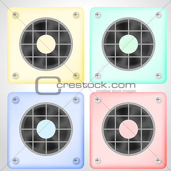 Vector illustration of set of colored ventilations