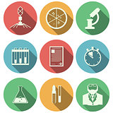 Flat vector icons for microbiology