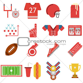 Colored vector icons for American football