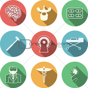 Colored vector icons for neurology