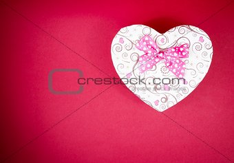 gift box with ribbon on red background,concept of valentine day