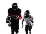 two american football players running silhouette