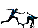 man relay runner sprinter  silhouette