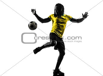 one black Brazilian soccer football player man silhouette