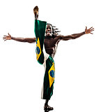 Brazilian  black man dancer dancing capoeira  silhouette