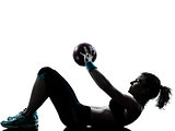woman exercising fitness ball workout   silhouette