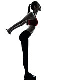 woman exercising stretching arms silhouette