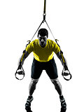 man exercising suspension training  trx silhouette