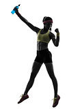 woman exercising fitness holding energy drink  silhouette