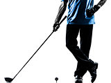 close up man golfer golfing  silhouette