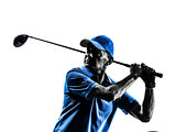 man golfer golfing portrait silhouette