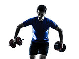 man exercising weight training silhouette