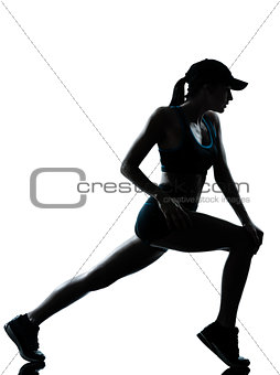 woman runner jogger stretching warm up silhouette