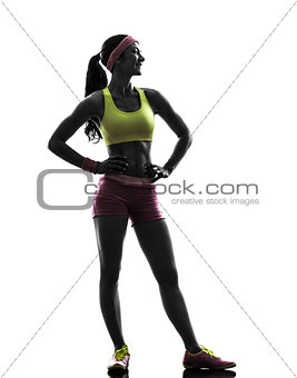 woman exercising fitness  standing looking away silhouette