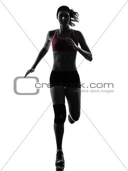 woman runner running marathon silhouette