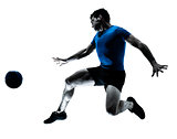 man soccer football player flying kicking silhouette