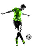 soccer football player young man dribbling silhouette