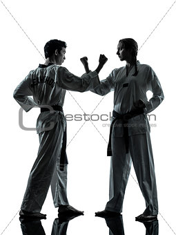 karate taekwondo martial arts man woman couple silhouette