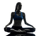 woman exercising yoga meditating silhouette