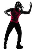 african man exercising fitness zumba dancing silhouette