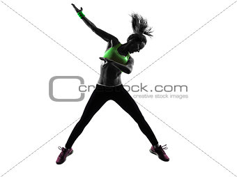 woman exercising fitness zumba dancing jumping silhouette