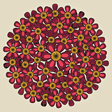 Round floral ornament like bouquet of red flowers