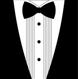 Flat black and white tuxedo bow tie