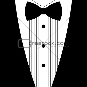 Flat black and white tuxedo bow tie