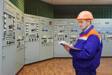 Engineer with log on main control panel