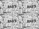 doodle baby seamless pattern background