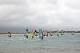 Atlantic wind surfers racing in the storm winds