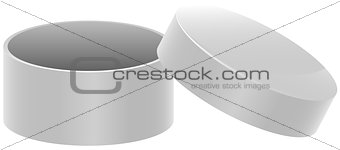 Template white round open box