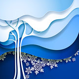 Abstract winter tree. Paper nature background.
