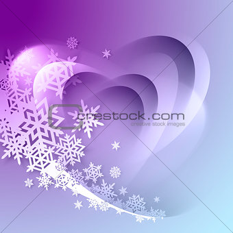 Abstract purple winter background with snowflakes