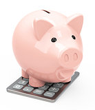 piggy bank on a calculator