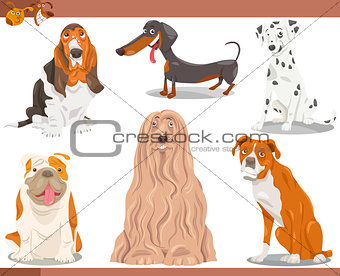 dog breeds cartoon illustration set