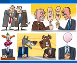 cartoon politics concepts set