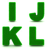Letters I, J, K, L of 3d Green Grass - Set.