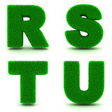 Letters R, S, T, U of 3d Green Grass - Set.