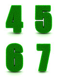Digits 4, 5, 6, 7 of 3d Green Grass - Set.