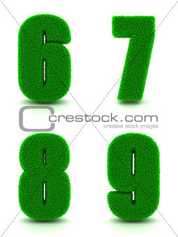 Digits 6, 7, 8, 9 of 3d Green Grass - Set.