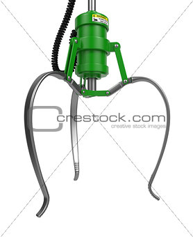 Open Metal Robotic Claw in Green Color.