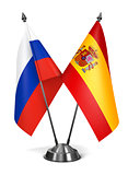 Spain and Russia - Miniature Flags.