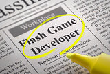 Flash Game Developer Vacancy in Newspaper.