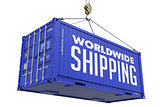 World wide Shipping - Red Hanging Cargo Container.