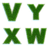 Letters V, Y, X, W as Lawn - Set of 3d.