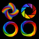 A set of rainbow colored photography shutter logos