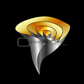 3d conch graphic in gold and silver
